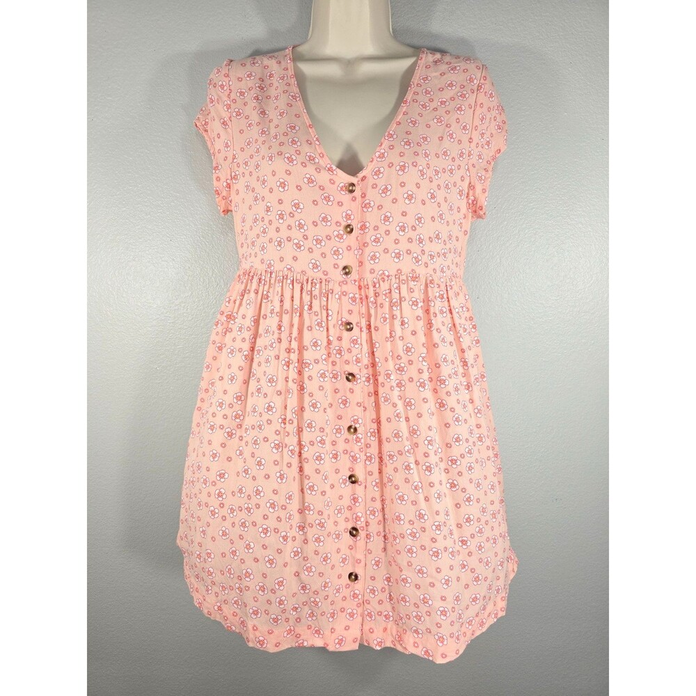 Roxy Shelly Beach Mini Dress Pink ditzy floral Size XS cottagecore beach AD